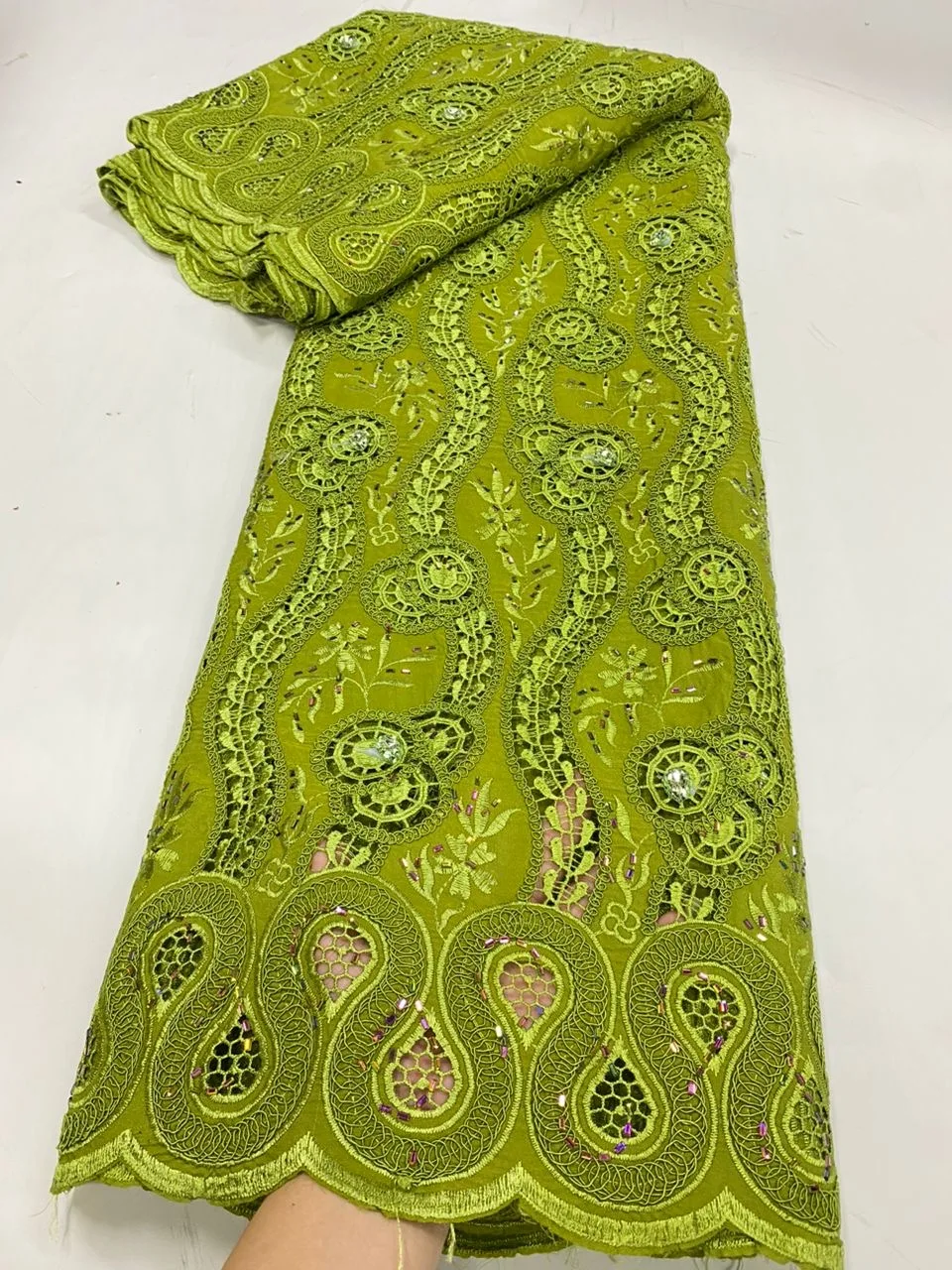 

African Chiffon Lace With Stones African Lace Fabric High Quality 5 Yards Nigerian French Cord Lace Fabric For Wedding Dr G108-1