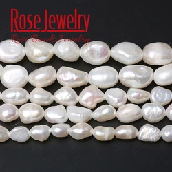 3A Quality 100% Real Natural Freshwater Cultured White Pearls Vertical Perforated Beads 36 cm Strand 7-8 mm For Jewelry Making