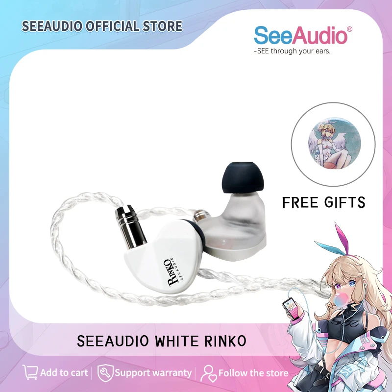 Z Review x SeeAudio Rinko White Hybrid Earphone 1DD+1Planar In-ear Monitors HiFi Wired Headphone J-POP Music Earbuds 2Pin 0.78