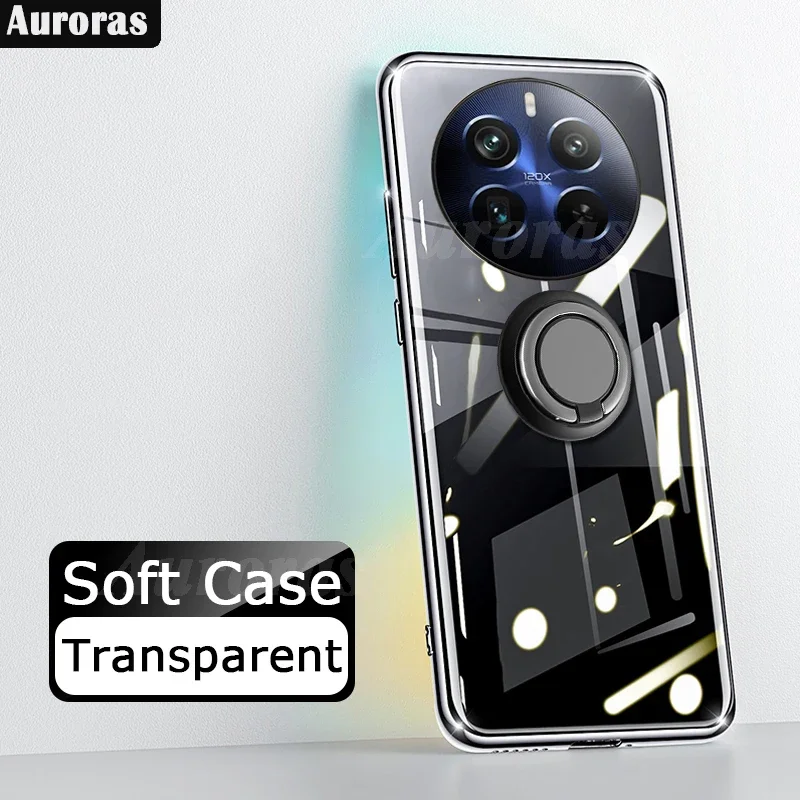 Auroras For Realme 12 13 Plus Case Adsorbable Ring Clear Silicone Shockproof Soft Shell For Realme 12 13 Pro Plus + Back Cover