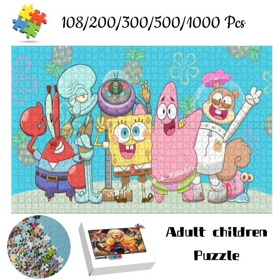 

Spongebob Squarepants Wooden Jigsaw 108/200/300/500/1000 Pieces Cardboard Puzzles for Adults Kids Educational Toys Tangram ﻿
