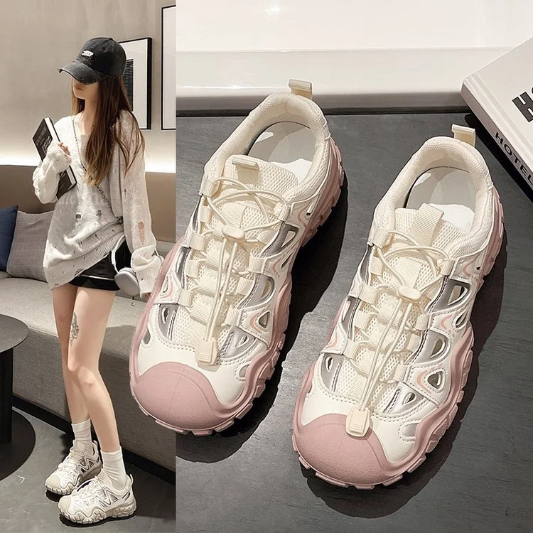 

Женские уличные походные oes Дышащий полый дизайн Thi Bot Sports Casual oes Лето 2025 Sle College Faion