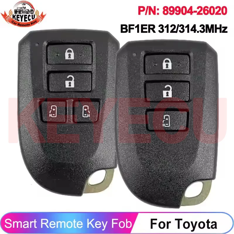 

KEYECU 3/4 Buttons FCC ID: BF1ER P/N: 89904-26020 314MHz 8A Chip Smart Key For Toyota Hiace Regiusage 2013 Remote Fob