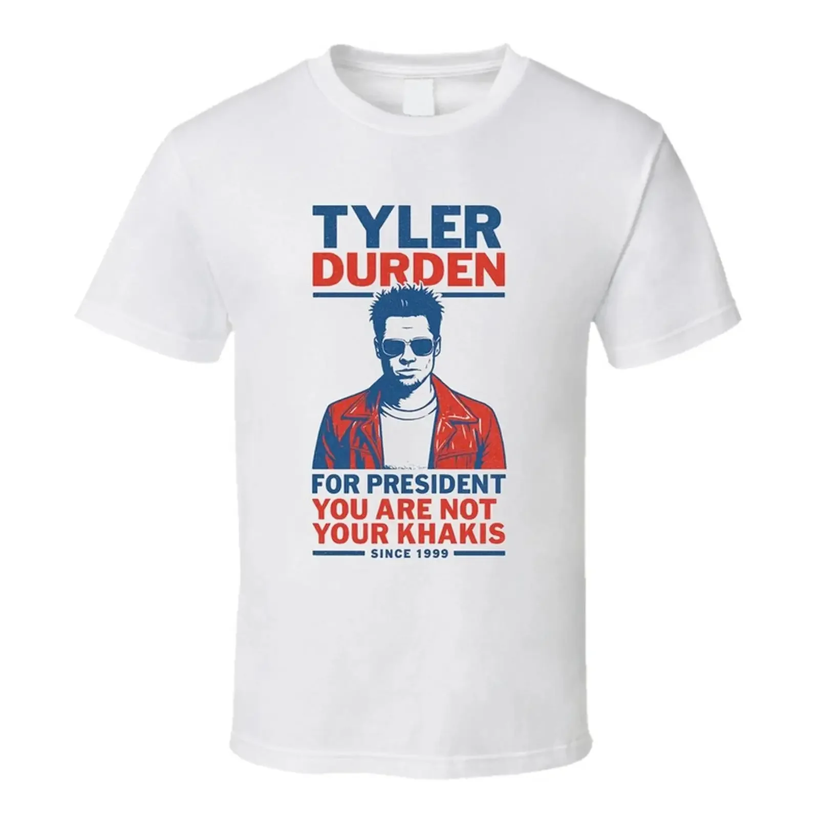 Tyler Durden You Are Not Your Khakis 1999 For President T Shirt vintage Washed Slightly homme Versatile Stylish
