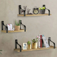 3Pcs Wooden Iron Wall Hanging Shelves Plant Floating Shelf Kitchen Cabinet Sundries Storage Rack Nordic Wall Decor Organization