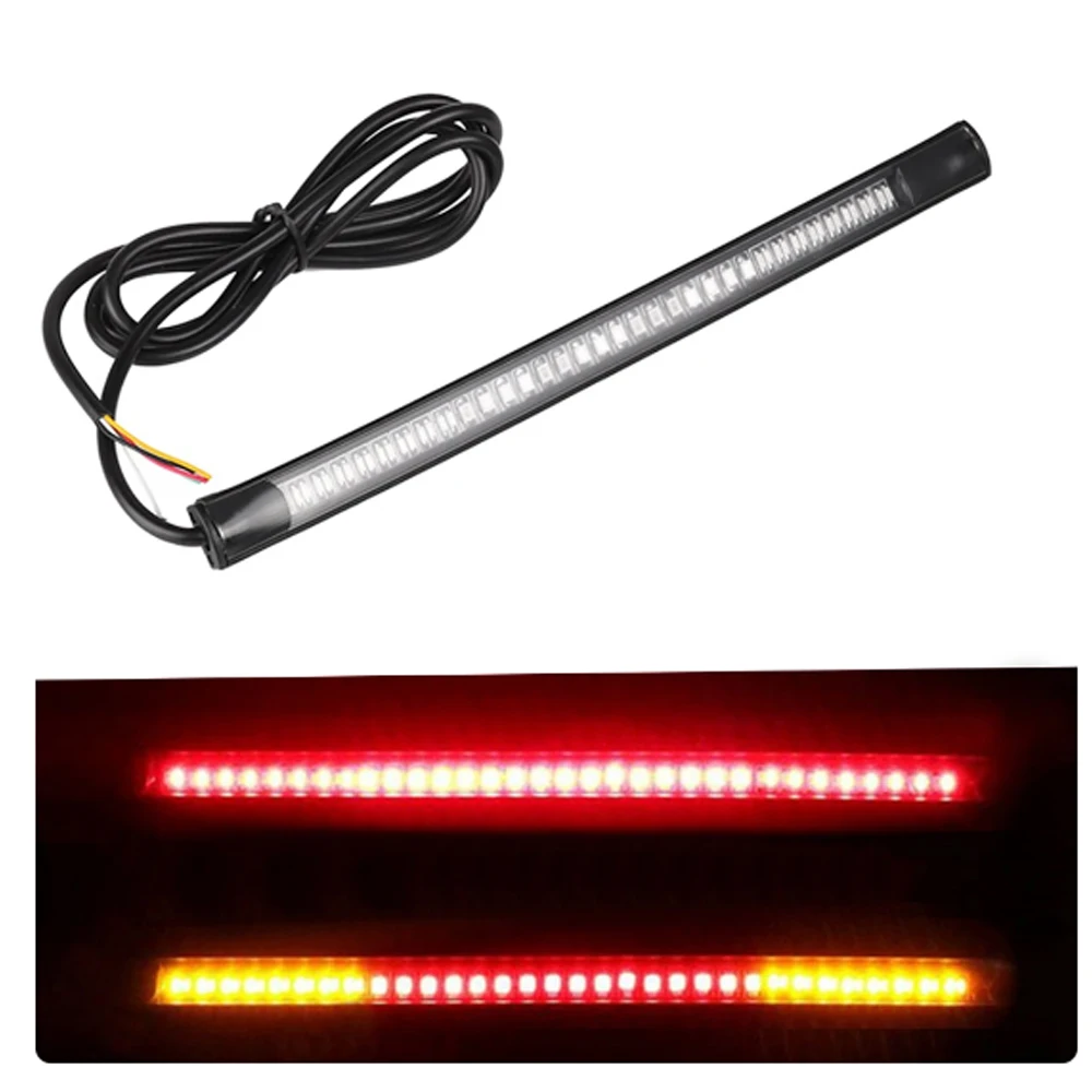 Flexible 48 LED Motorcycle Light Bar Strip Tail Turn Signal Tail Rear Brake Stop Bulb Lamp Brake Light 12V