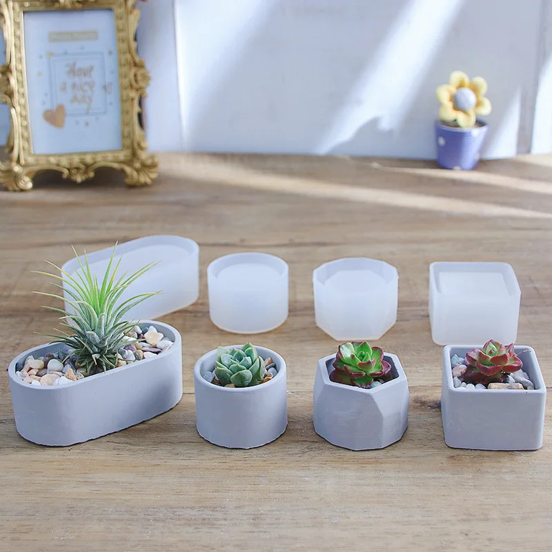 DIY Storage Box Silicone Mould Succulent Flowerpot Gypsum Resin Mold Potted Ornament Cement Soil Plaster Mold Home Decoration