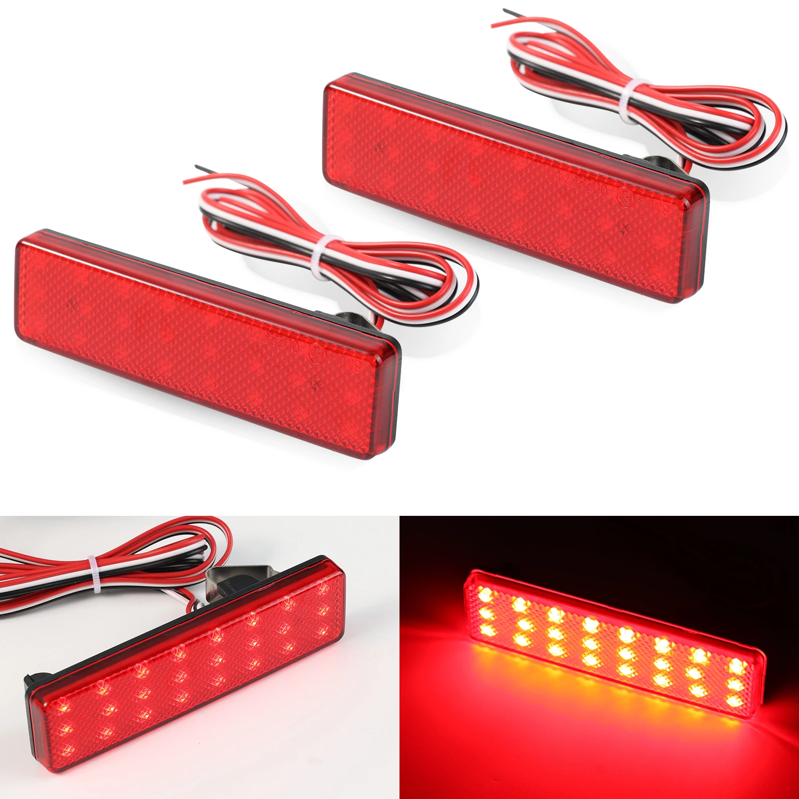 2pcs Red Lens Rear Bumper Reflector Light L&R For Vauxhall Opel Vivaro Movano A Primastar 2001-up LED Tail Light Break Light 12V