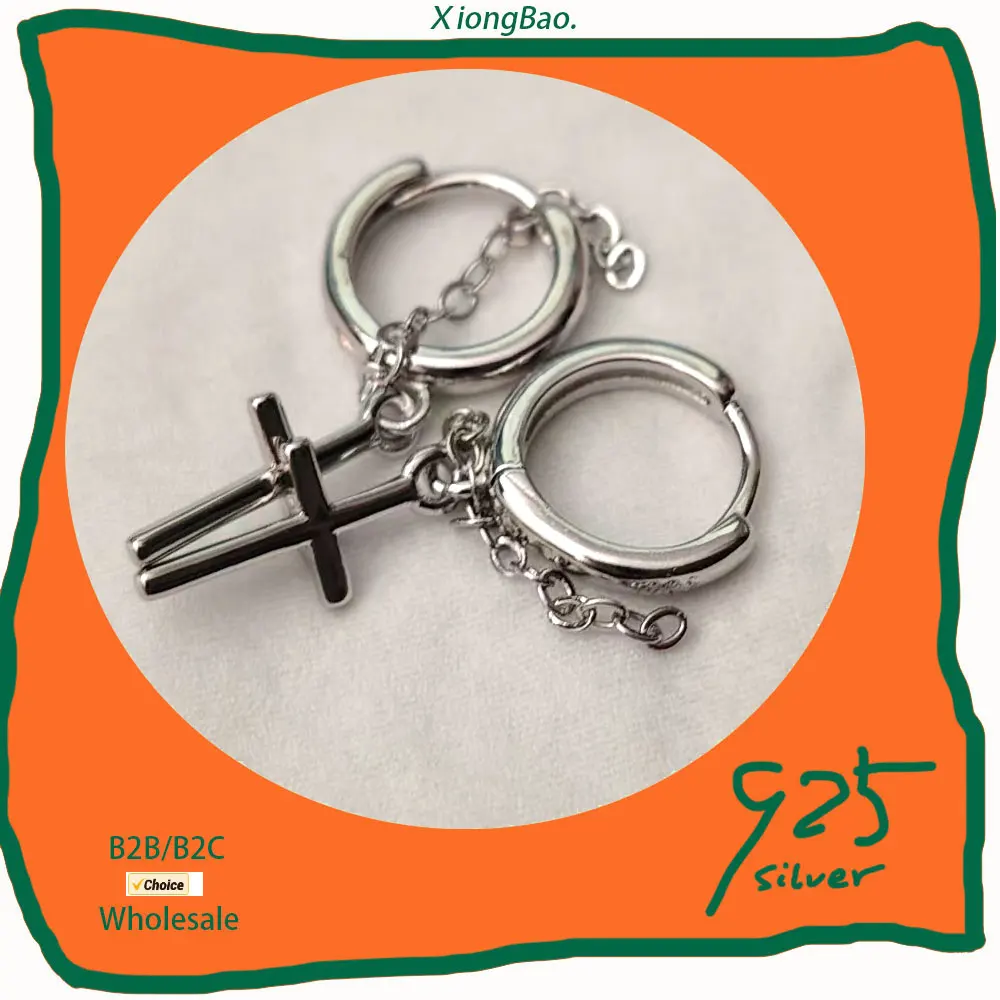 

Hot Men Gifts Stamp 925 Sterling Silver Cross Pendant New Drop Earrings Hypoallergenic Earrings Women 2026 new