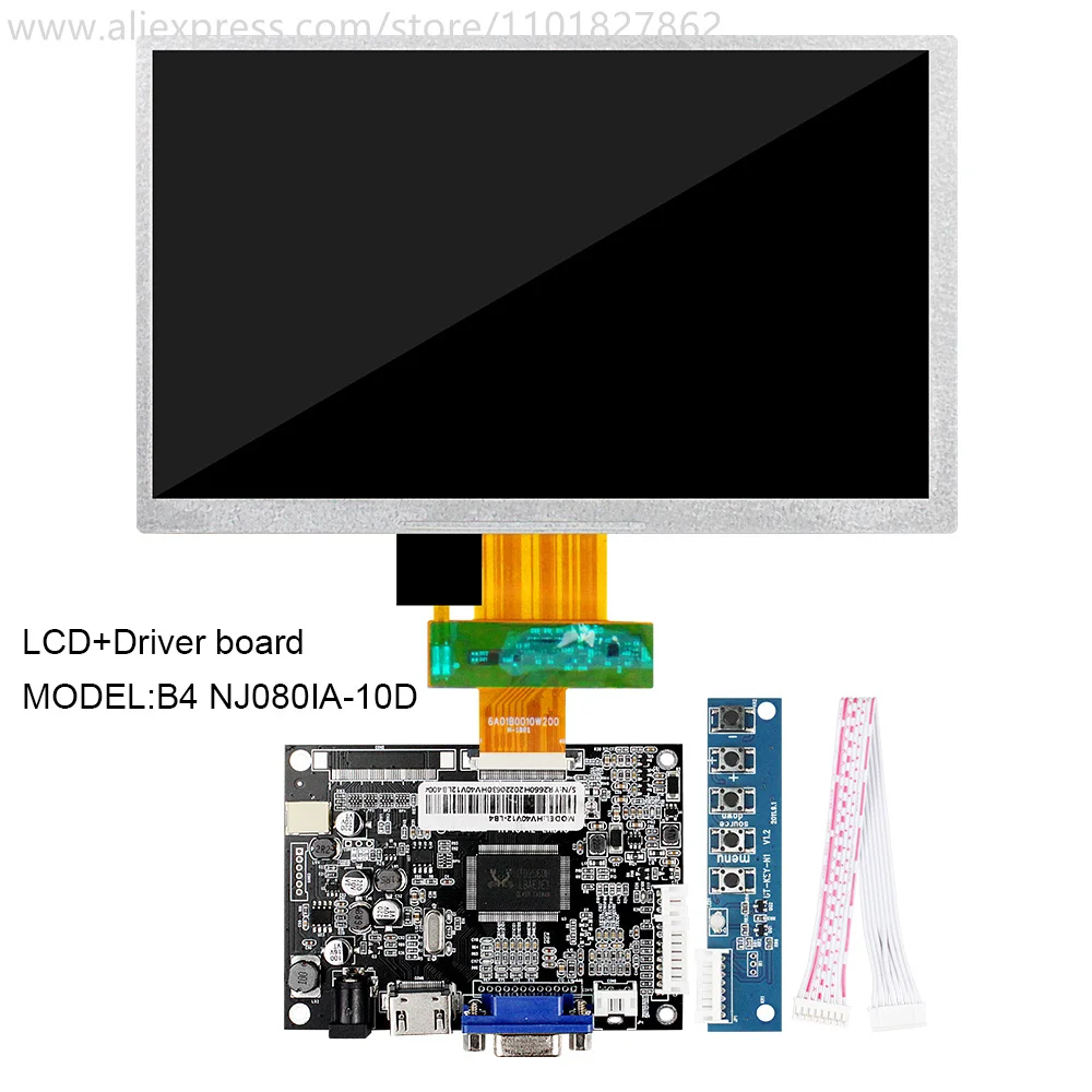 Imagem -04 - Painel Lcd de Tft com Painel de Toque Placa do Controlador Lvds 40p 1024*600 Nj080ia10d 80 Dentro