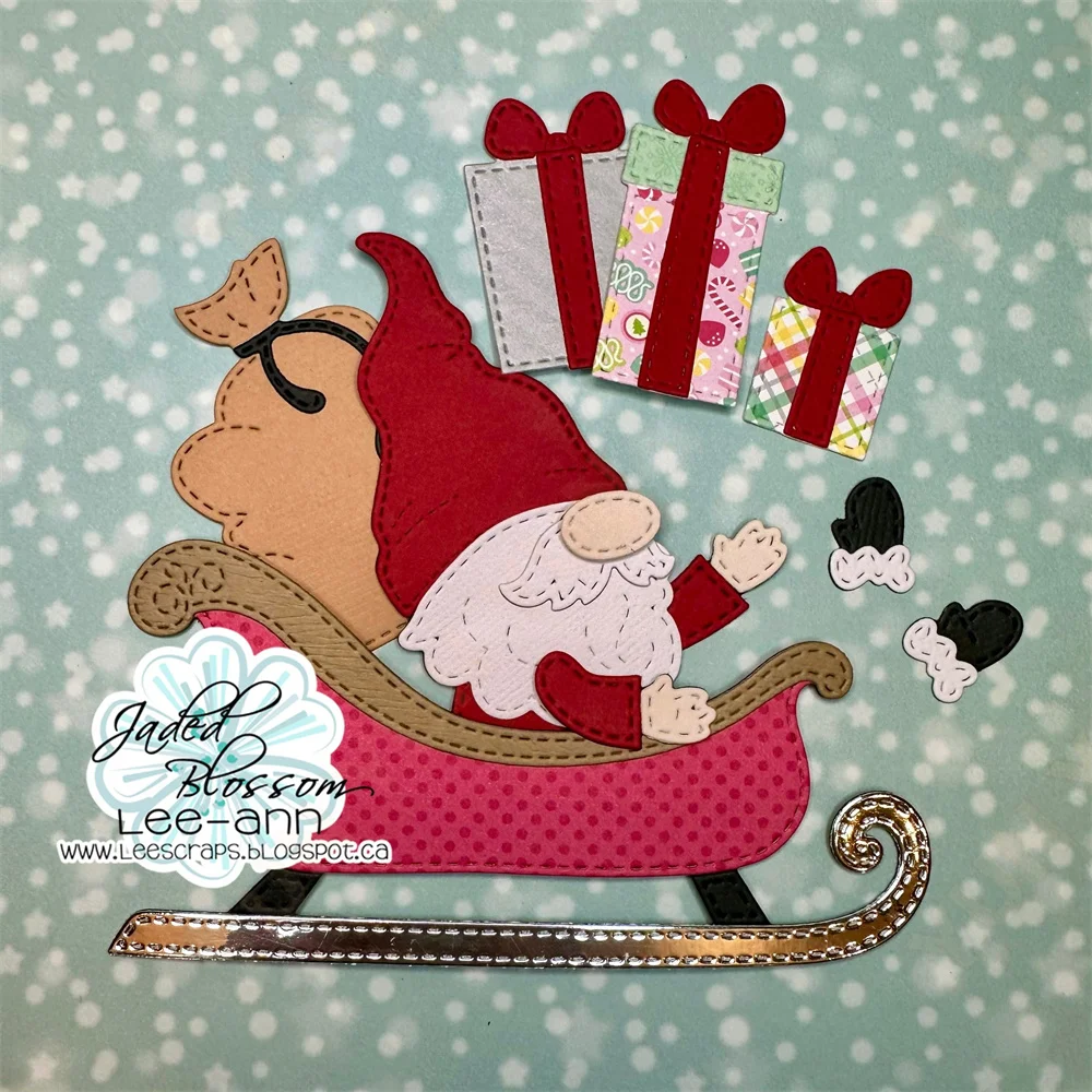 

2025 October Christmas Tree Ornament Die Stencils Gnome Character Add Santa's Sleigh Mous Stamps Scrapbooking DIY New Year Card