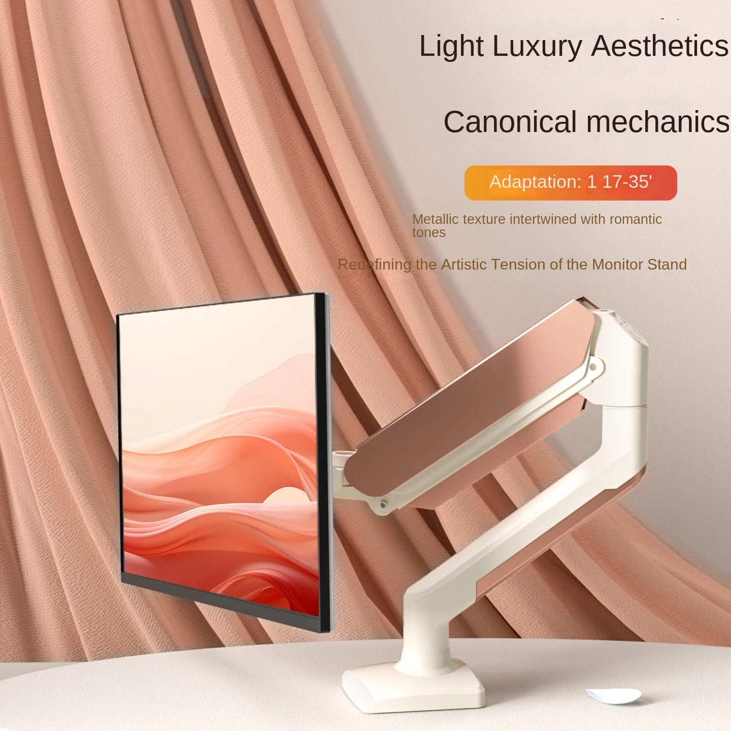 HILLPORT 17-35" Desktop Monitor Arm Holder Gas Spring Full Motion Mount Soport LCD LED TV Mount Stand PC Support Pink M1