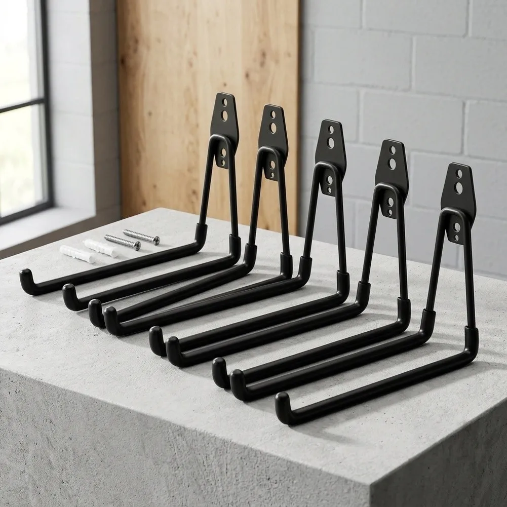 Black 7.7 Inch Steel Wall Hooks for Garage Workshop Basement Hanging For Bikes Tools Ladders Hoses Garden Items