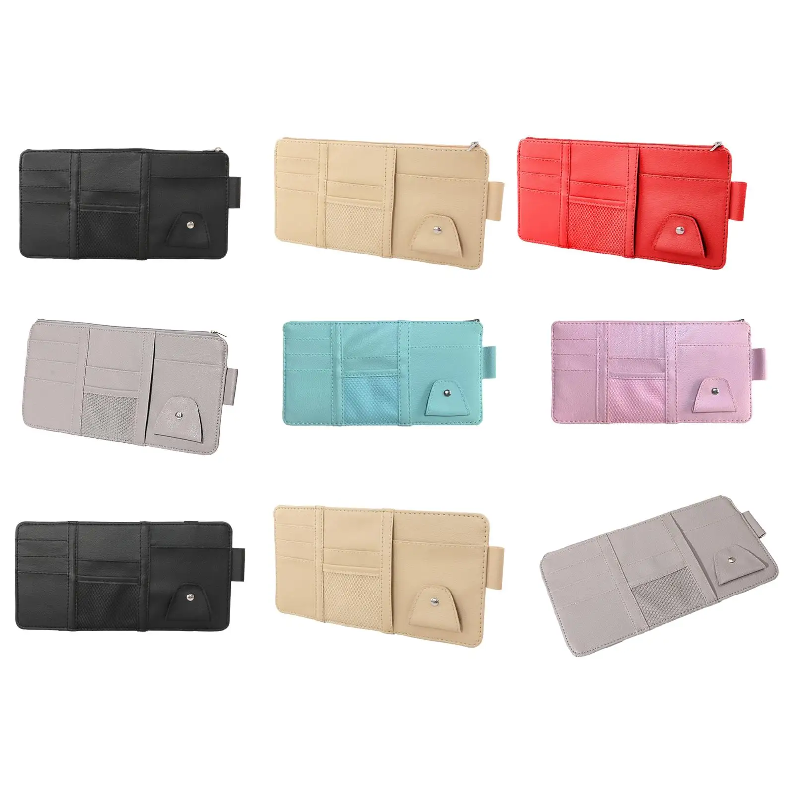 Auto Sun Visor Organizer PU Leather Storage Pocket Car Interior Accessories