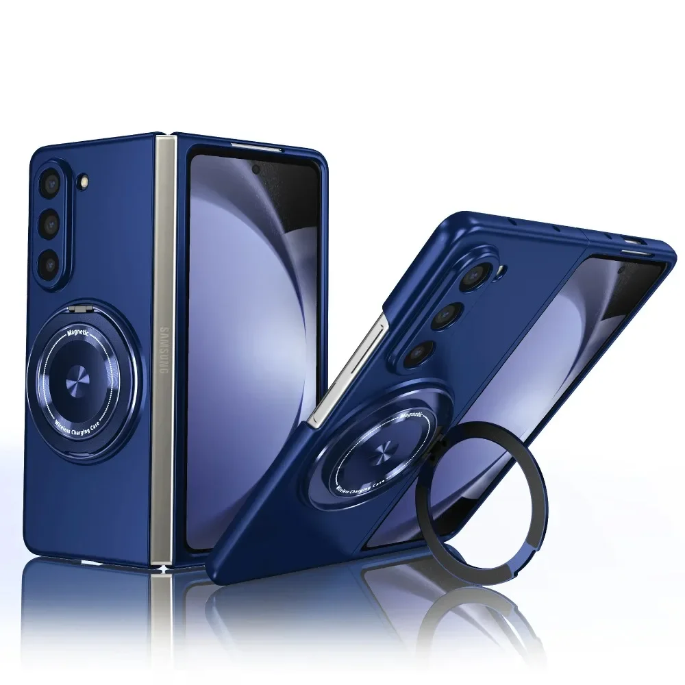

Business Simple Magnetic 360° Roating Holder Phone Case For Samsung Galaxy Z Fold 7 6 5 4 3 5G Hard PC Anti-drop Protector Cover