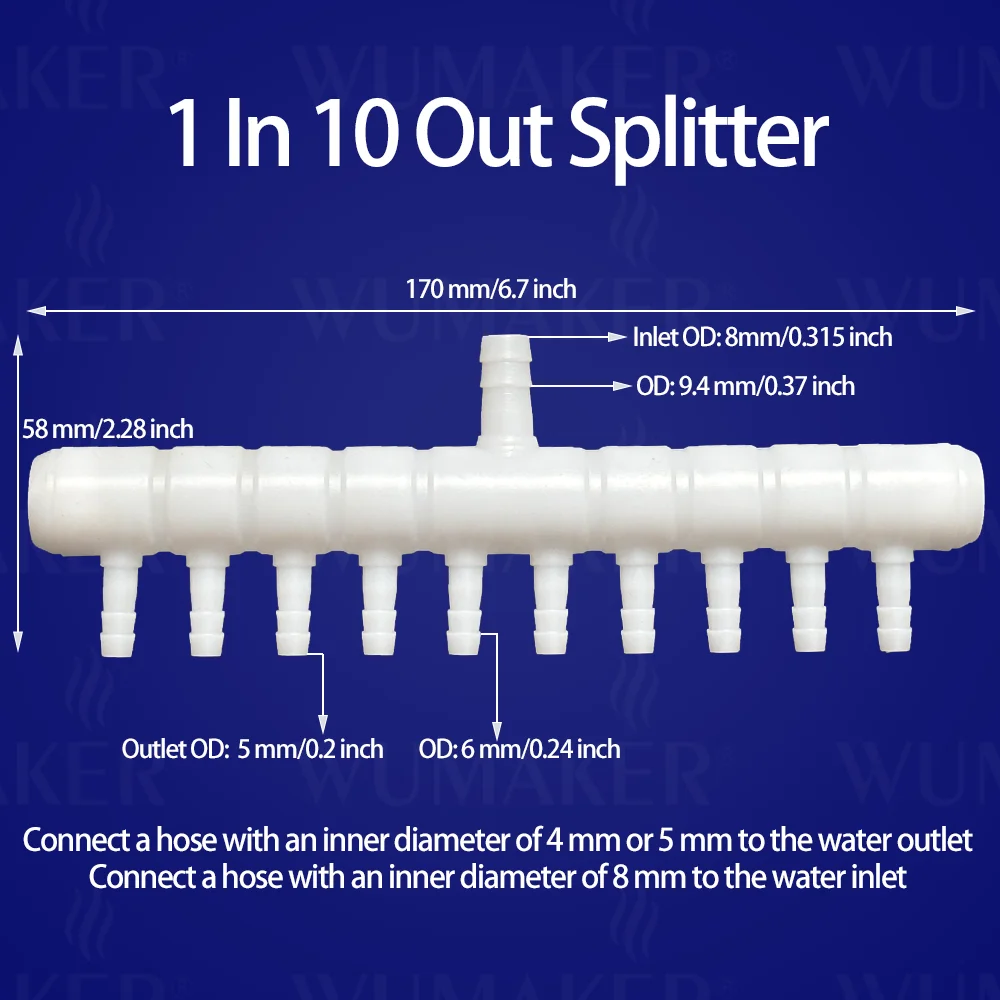 Tubo flessibile in plastica Flusso d'acqua Splitter Deviatore Giunto a pagoda Multi testa Liquido Separato Irrigazione Piantagione da giardino Laboratorio di pesci