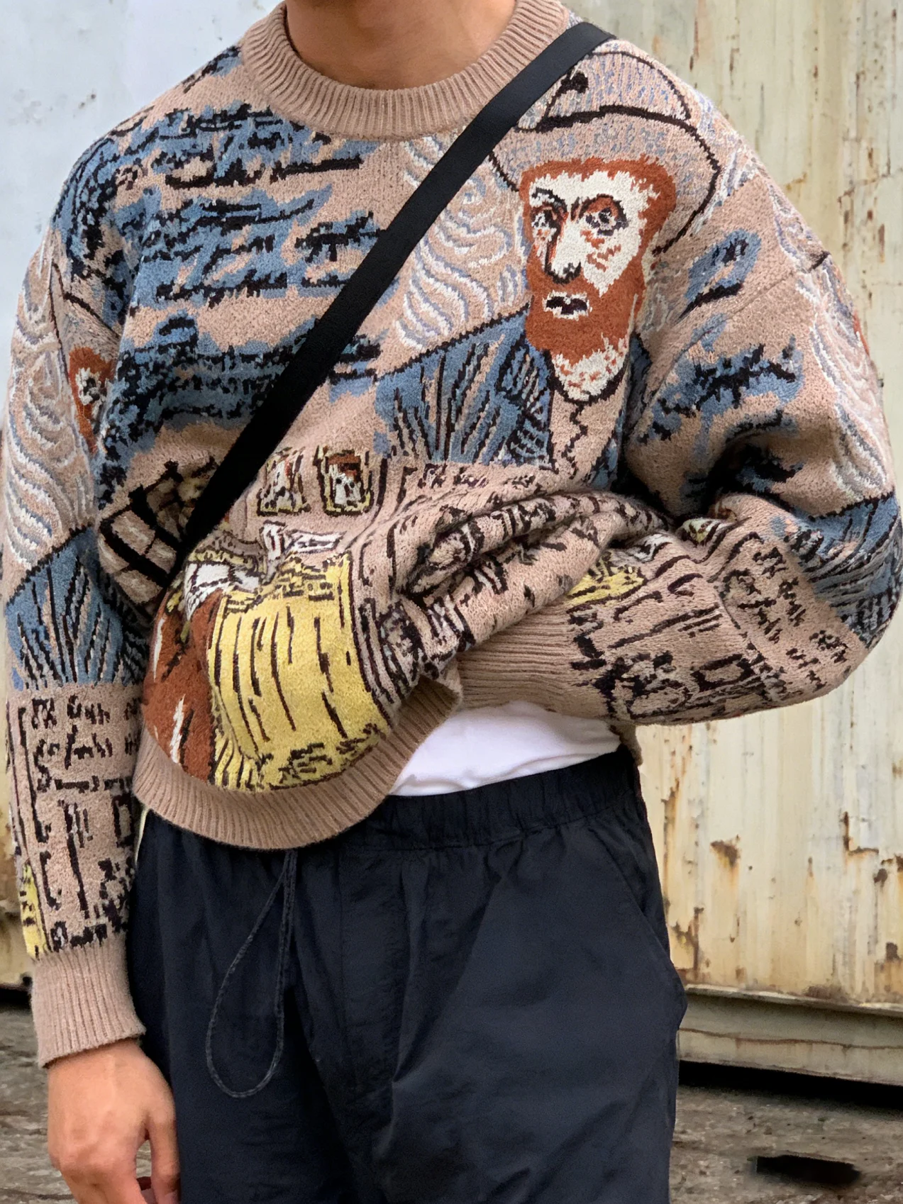 

Мужской свитер с принтом Ван Гога для спальни, с открытыми плечами