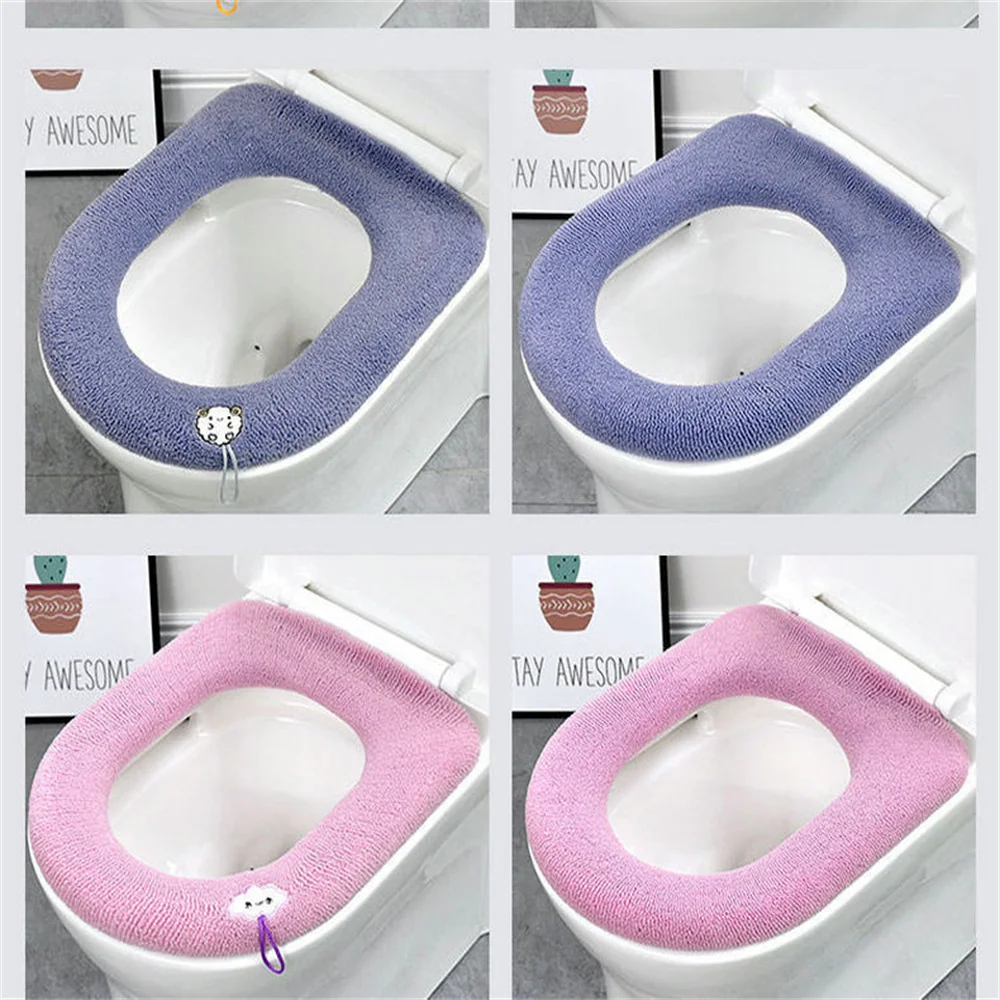 Thicken Toilet Seat Cover Mat Winter Warm Soft Washable Closestool Mat Seat Case Toilet Lid Pad Bidet Cover Bathroom Accessories