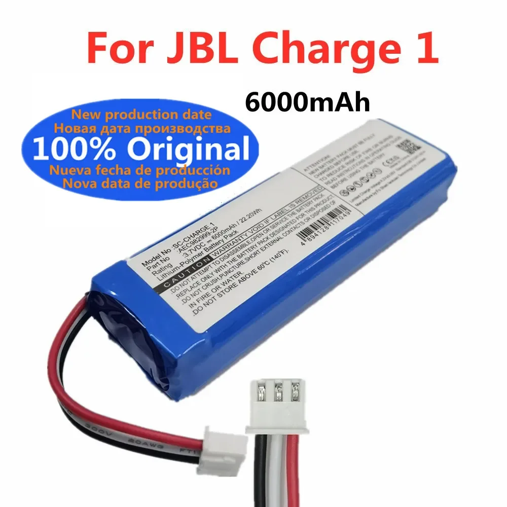 6000mAh 100% Original Player Battery For JBL Charge 1 Charge1 AEC982999-2P Speaker Battery Bateria In Stock Fast Shipping