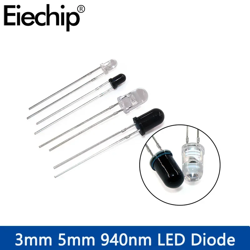 20pcs/Set 3mm 5mm 940nm LEDs Diode F3 F5 Infrared Emitter and IR Receiver Diodes Kit