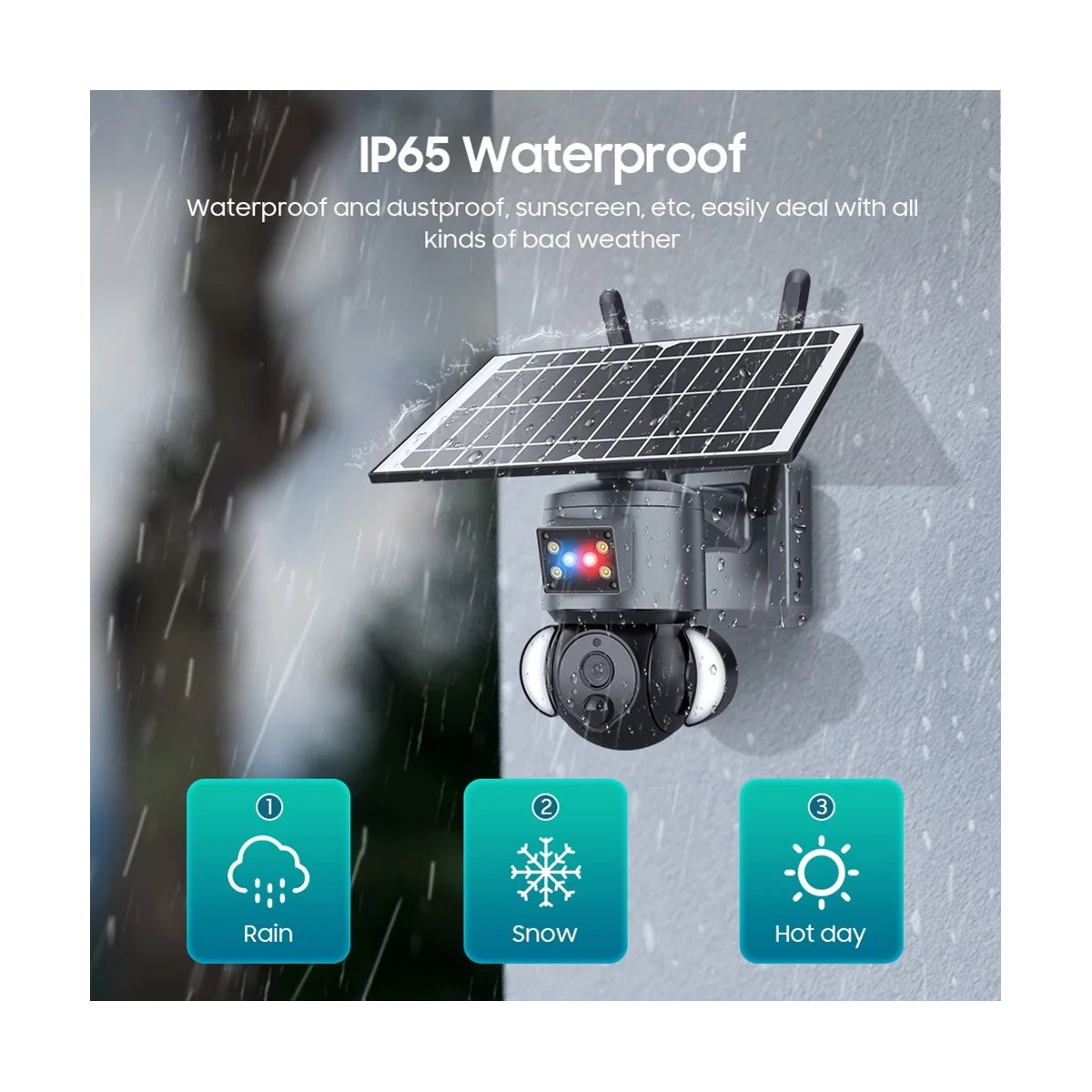 3MP Solar Surveillance Cameras High Definition Video Surveillance Outdoor Waterproof Security Cams A