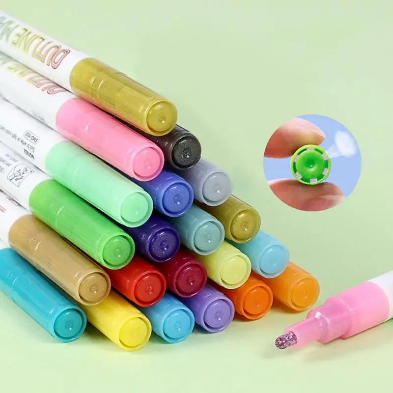 Contour Marker Set Glitter Schrijftekening Pennen Glitter Doodle Tekening Markers Pennen Dubbele Lijn Verf Markeringen Omtrek Marker Pen