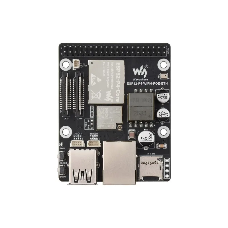 ESP32-P4-WIFI6-POE-ETH لوحة تطوير عالية الأداء، استنادًا إلى ESP32-P4 وESP32-C6، تدعم Wi-Fi 6 وBluetooth 5 (LE)