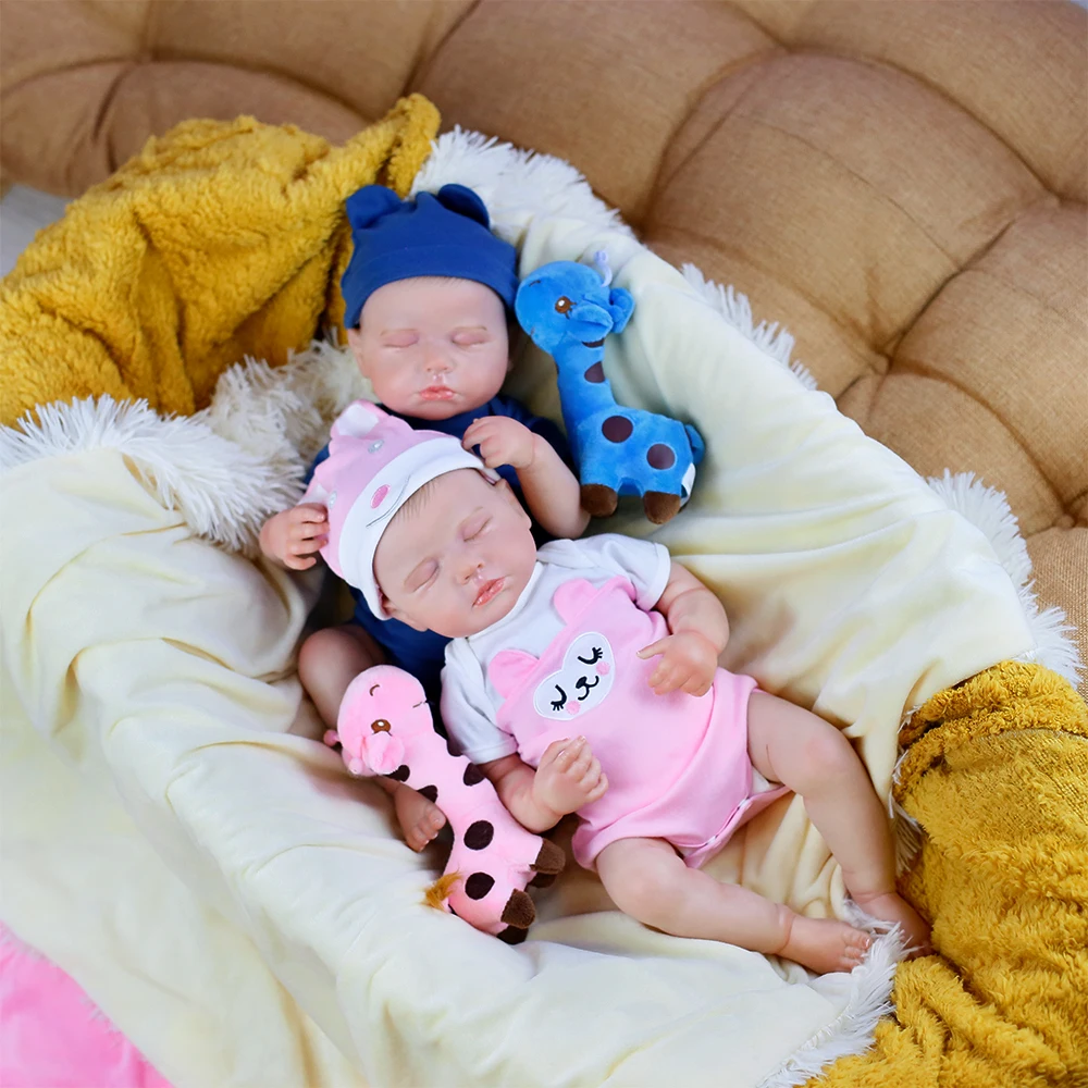 19-Zoll-Zwillinge, wiedergeborene Babypuppen, LouLou, Geburtstagsgeschenke für Mädchen und Jungen, lebensechte Silikon-Vinyl-Neugeborene, 3D-Haut, sichtbare Adern, DIY-Spielzeug