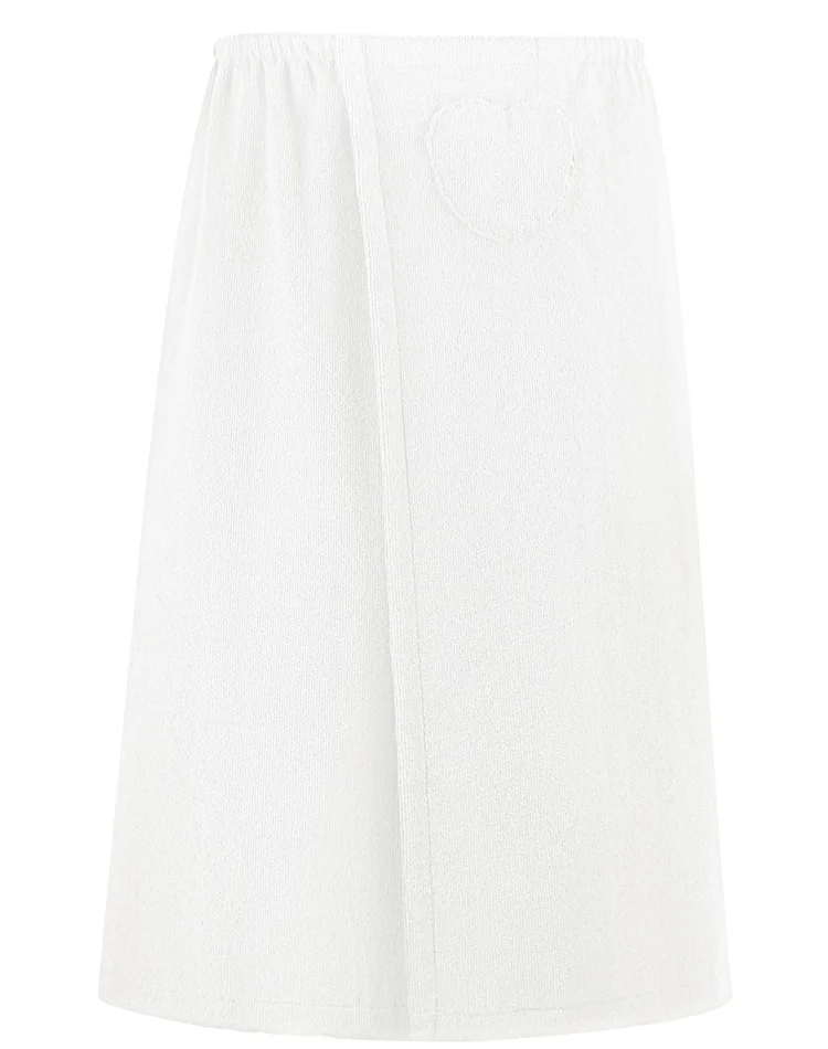 Women's White Towel Bath Skirt Heart Pocket Super Absorbent Soft Adjustable for SPA Gym Swimming Slim and Regular Fit