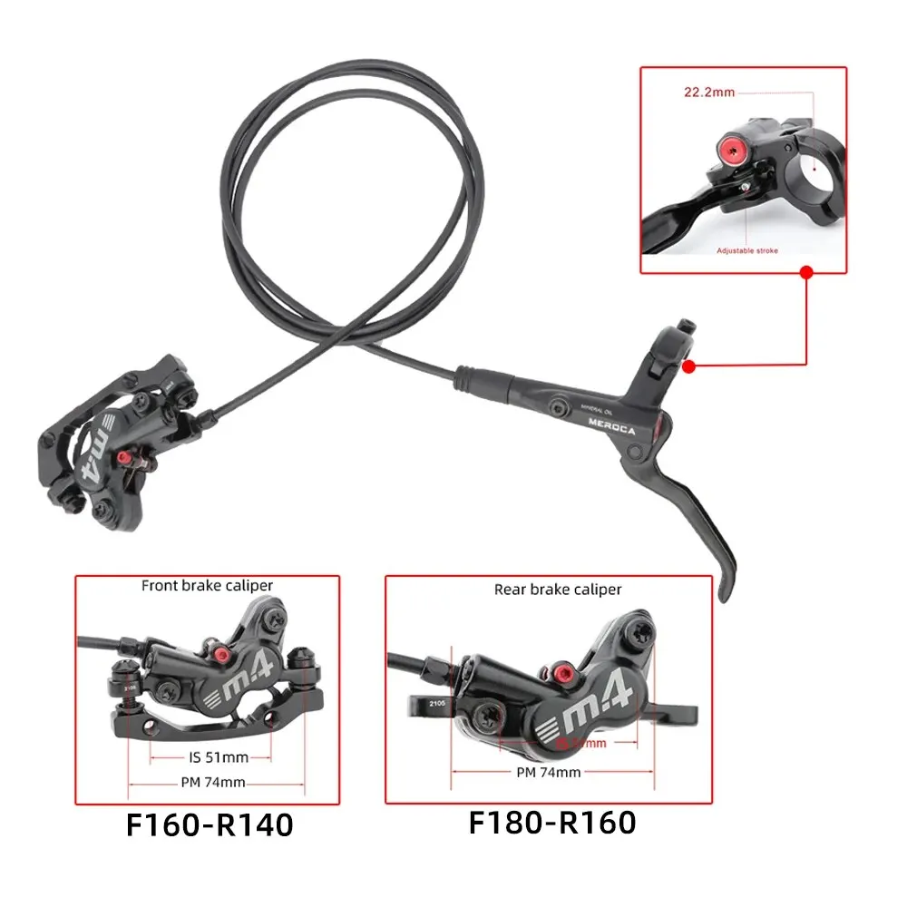 MEROCA 4-piston MTB Vízépítéstan Fék beállítása vel szilikon Ajánló fedezze bejárati majd hátsó Fék 800mm/1400mm Bicaj Diszkosz Fék számára MTB