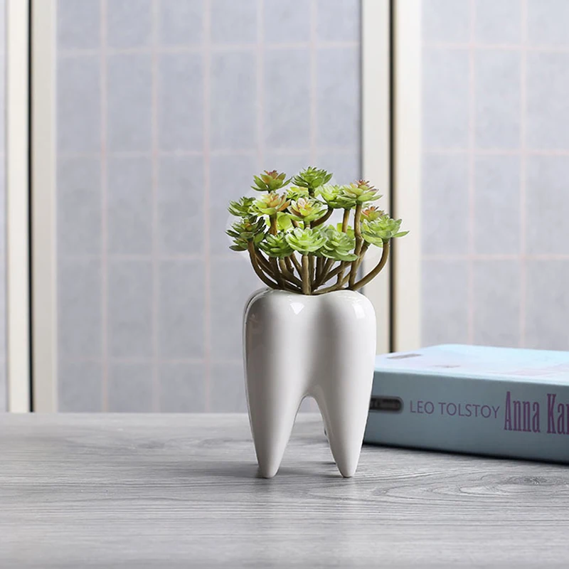 

Creativity Tooth Decorative Vase Ceramic Flower Arrangement Living Room Decoration Teeth Vases Modern Decor Artwork Ornaments