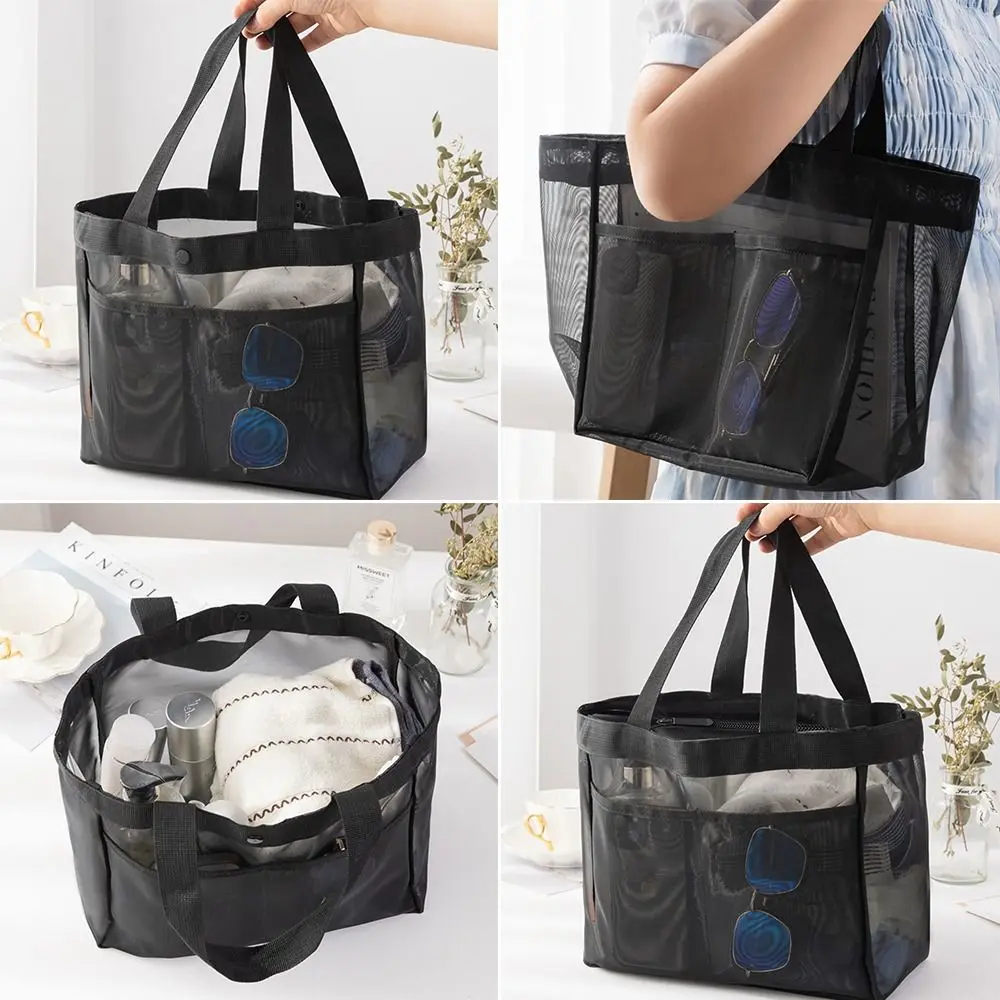 Hollow Large Capacity Makeup Storage Bag Women Multifunctional Mesh Shoulder Bag Travel Transparent Bag Beach Bags