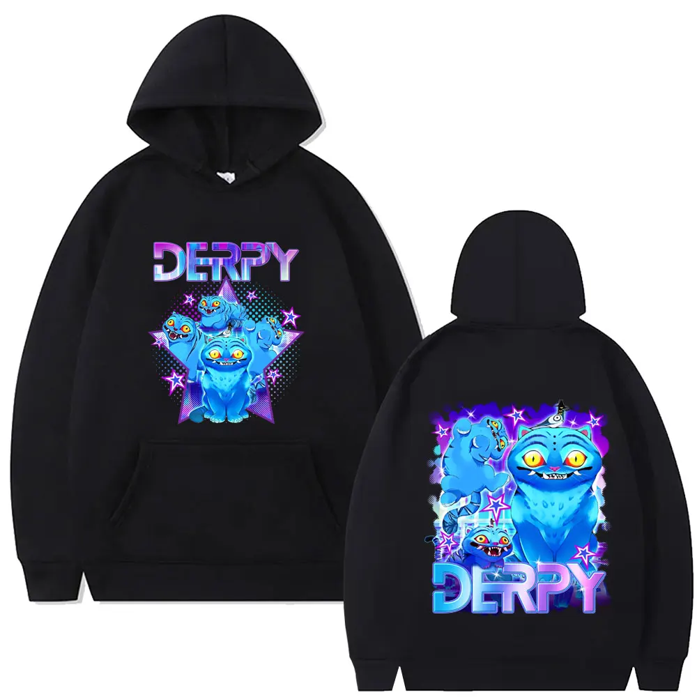 

Kpop Demon Hunters Derpy Tiger Double Sided Hoodie Men Women Fashion Cartoon Trend Pullover Hoodies Male Vintage Cool Streetwear