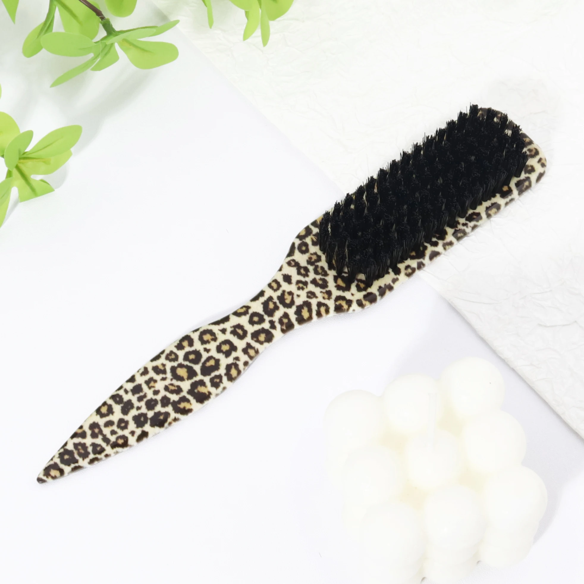 

1pc leopard print pointed tail beard&hair brush-wide mouse tail design,paired with mane comb teeth,Special for real hair wigs