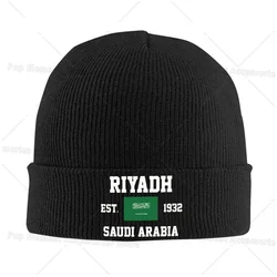 Saudi Arabia Flag Knitted Hat Women's Men's Beanies Winter Hat Acrylic EST.1932 Riyadh Casual Cap