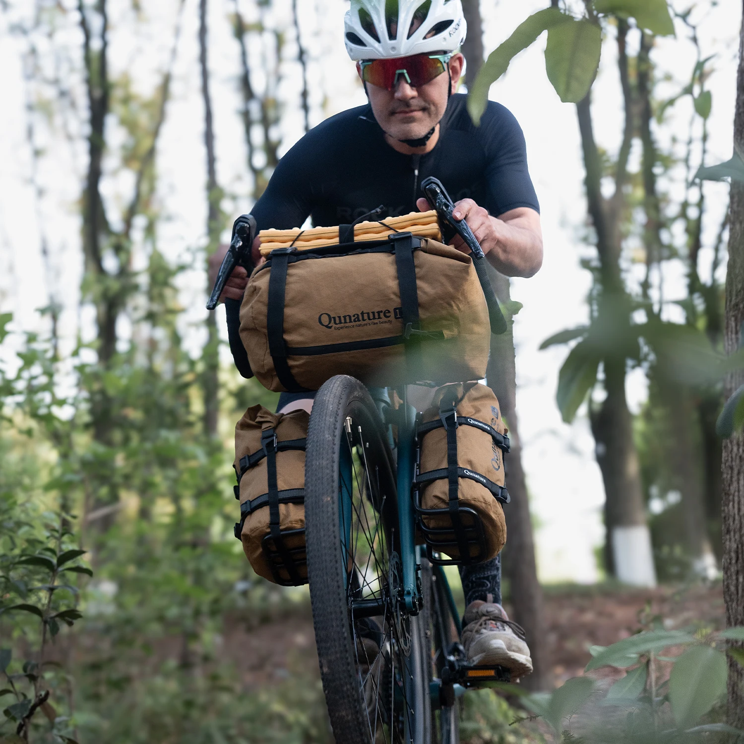 Qunature Bikepacking Bicycle Bag Carrier Thickened Gaskets Handlebar Racks Road Mtb Travel Racks Compatible Different Handlebars