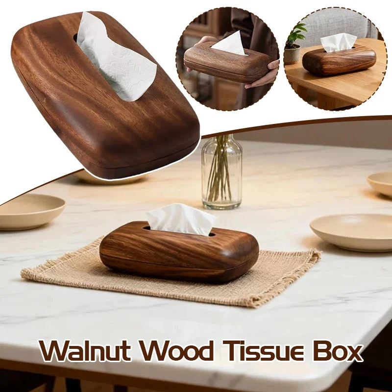 

Держатель для салфеток из орехового дерева, прямоугольный дизайн со съемной крышкой, настольный органайзер для хранения, аксессуары для кухни