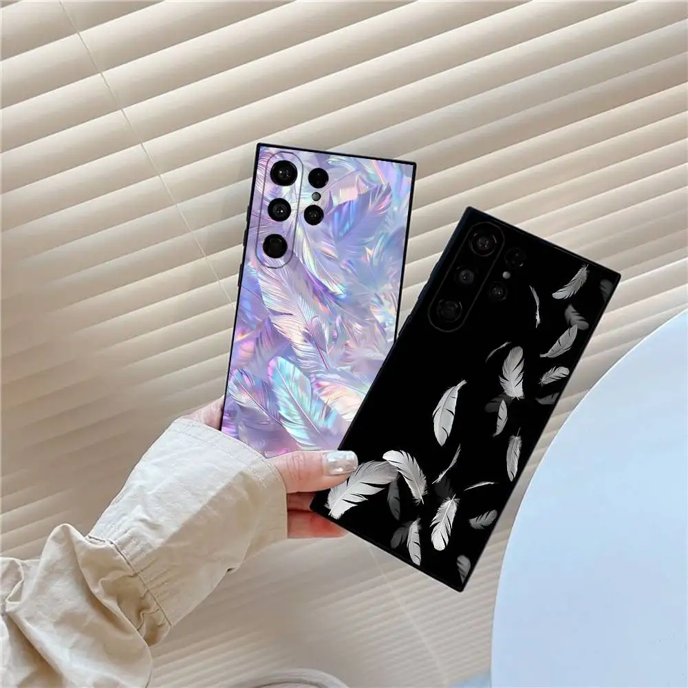 ريشة الغزل الملمس قضية الهاتف لسامسونج غالاكسي S25 الترا S22 S23 S24 الترا S21 S20 5G واقية لينة سيليكون بولي TPU Funda