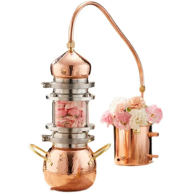 Red Copper Essential Oil Distiller Pure Dew Distiller Home Brewing Equipment High Concentration Essential Oil Extractor 3L