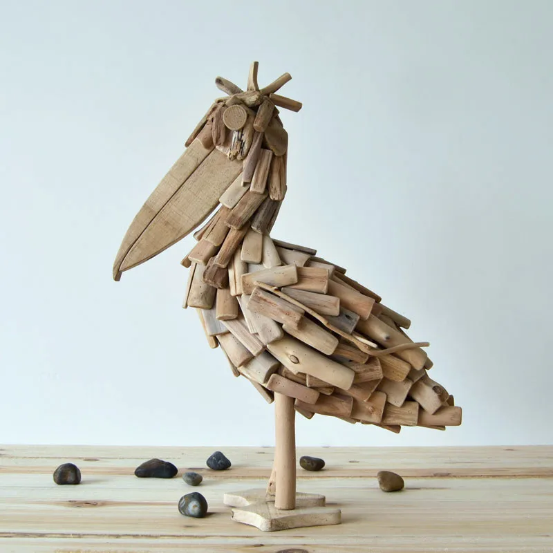 

Handmade solid wood unique big-touted bird TV cabinet ornament, European home decoration natural handicrafts