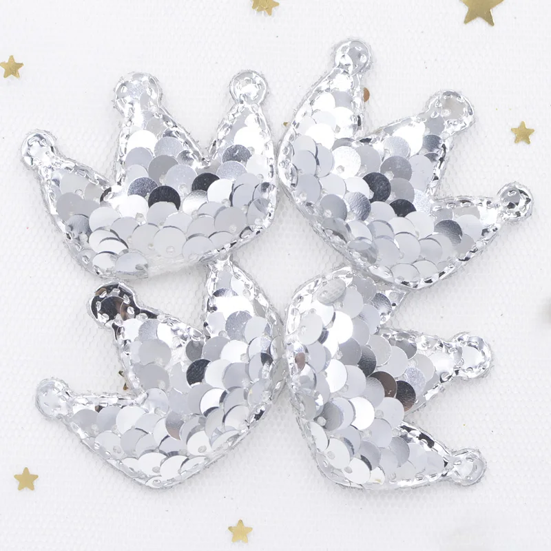 16Pcs Paillette Padded Patches Cartoon Crown Appliques for Cake Decorative Girls Happy Birthday Party Magical Dessert Decor