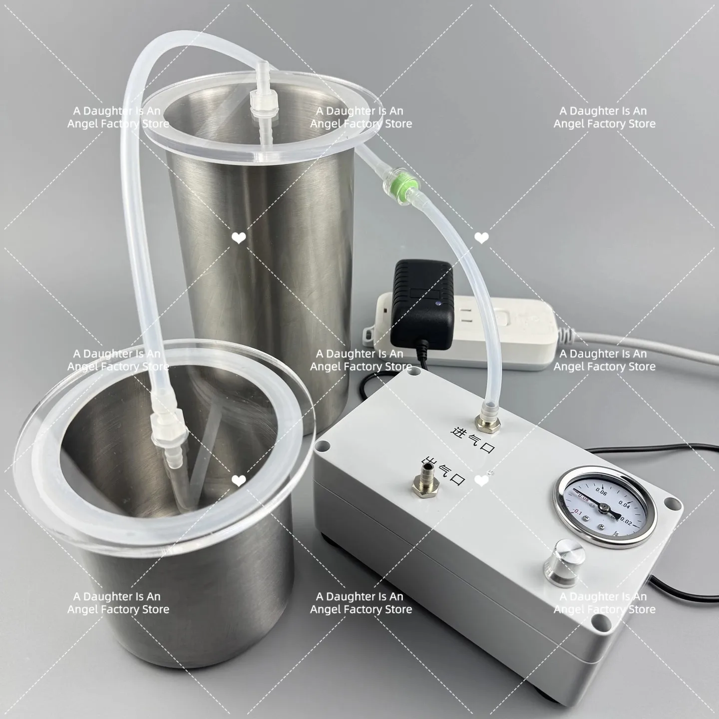 Laboratory Electric Vacuum Pump -80KPa Adjustable Flow Rate+Stainless Steel Vacuum Defoaming Tank  700/1000/1400ml