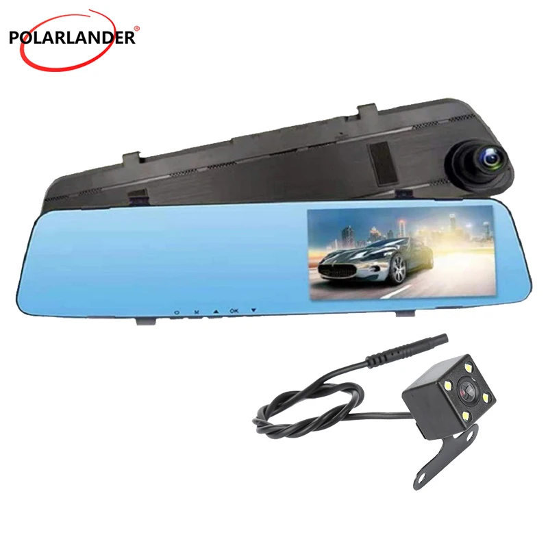 

Rearview Mirror Driving Recorder 4.5 Inch Night Vision Front & Rear Dual Recording 170 Degrees IPS Screen With 5-pin 4LED Camera