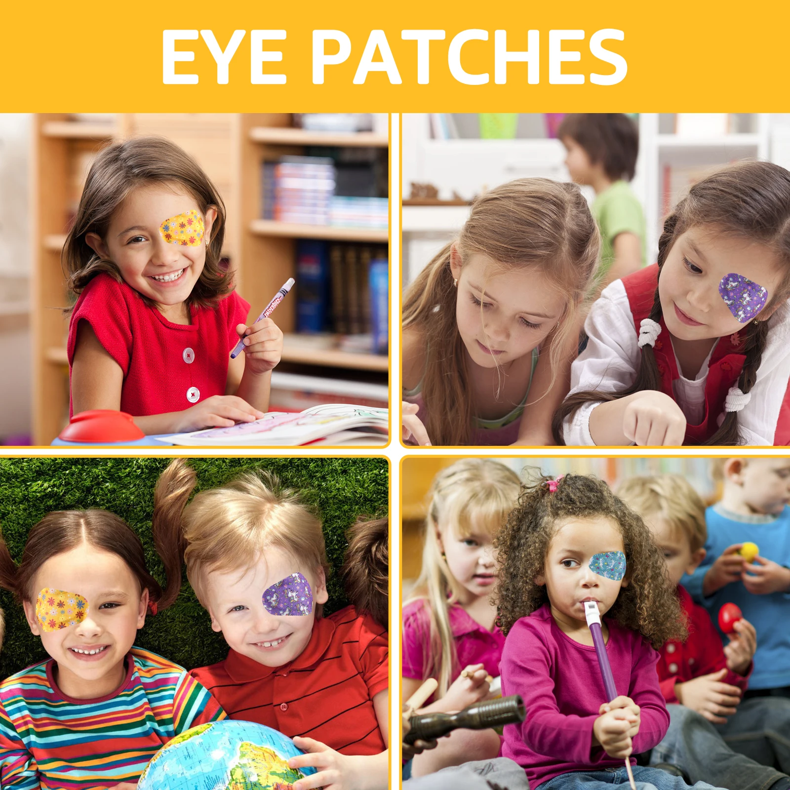 90Pcs Breathable Amblyopia Eye Patch Cute Cartoon Light Blocking Eye Patches Reusable Children Eye Pad for Amblyopia Girls Boys