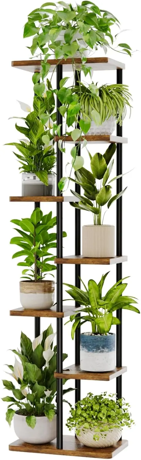 

7-Tier Corner Plant Stand for Indoor Plants, Sturdy Metal Shelf for Patio Garden Living Room, Brown