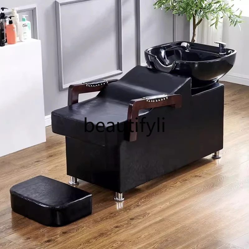 

Semi-Reclining Shampoo Bed for Hair Salons, Modern Simple Hair Salon Water Bed, Head Therapy Bed