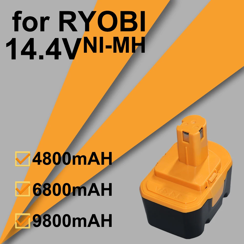 

For Ryobi 14.4V 4.8/6.8/9.8Ah Ni-Mh Replacement Battery RY6200 RY6201 RY6202Cordless Drill Screwdriver Tools CBI1442D 130224010