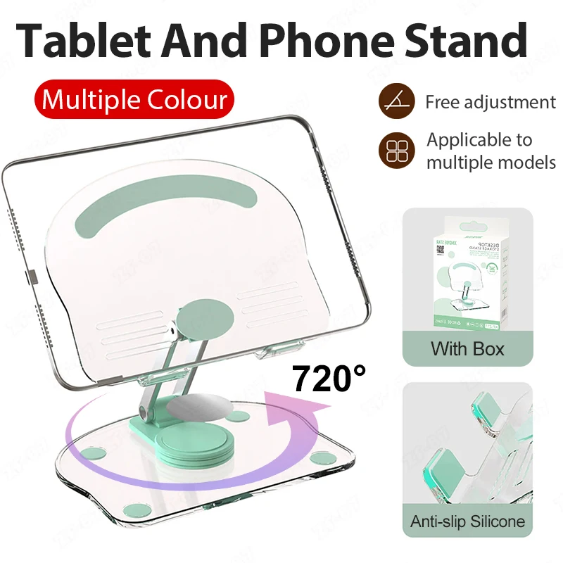 

Universal Phone Holder 360 Rotating Folding Acrylic Tablet Holder For iPad Pro Air 11 13 inch 2024 iPhone 15 Desktop Phone Stand