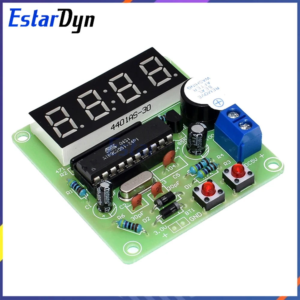 AT89C2051 4 Digit Digital Clock Kit DIY Soldering Practice Electronic Production Suite for STEM Learning