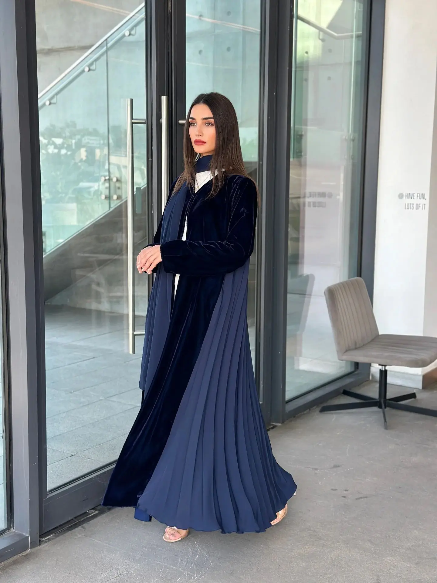 Eid Djellaba Velvet Jalabiya Dubai Open Kimono Pleated Abayas Women Muslim Scarf Dress Coat Kaftan Islam Clothing Kebaya Robe